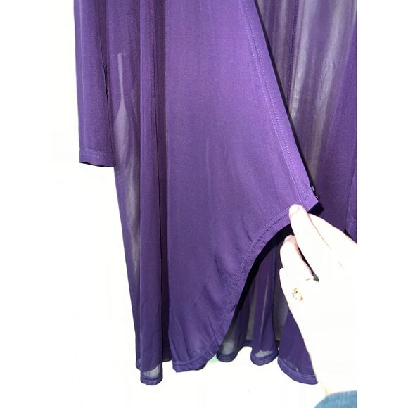 Catherines 22W Petite Sheer Mesh Cardigan Topper Jacket Purple Open 22WP NEW - Picture 3 of 5